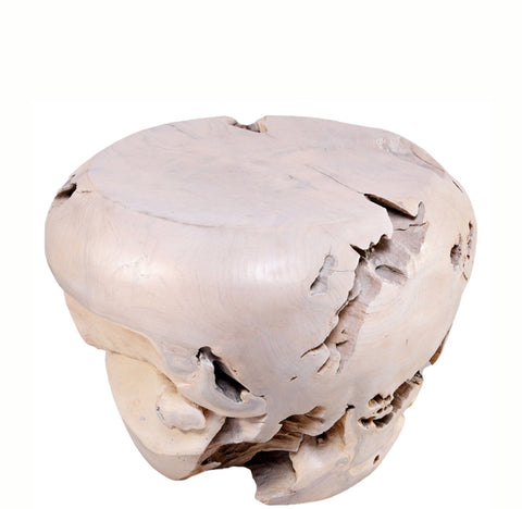 Bleached White Teak Root Accent or Side Table or Stool 24