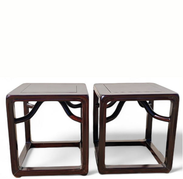 Pair Handcrafted Square Asian Tables