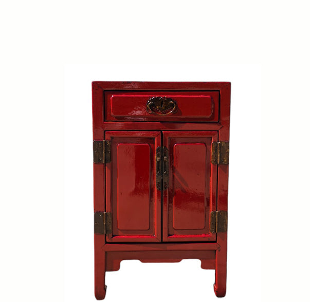 Red Nightstand or Accent table with 1 Drawer and Cabinet