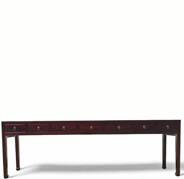 Seven Drawers Ming Console Table, 8.7' Feet Long