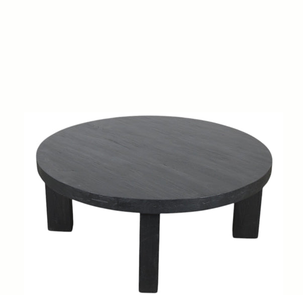 Round Black Modern Teak Coffee Table