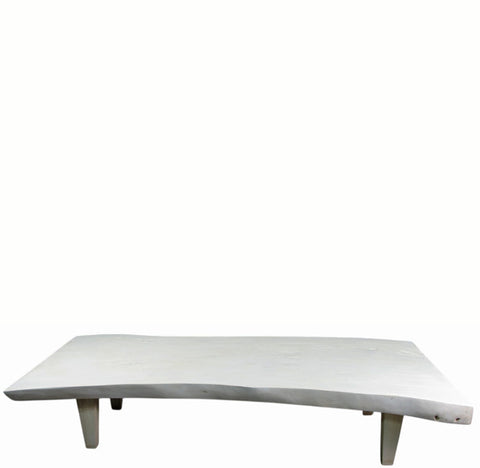 Modern 79" Inch White One Slab Living Edge Coffee Table 2