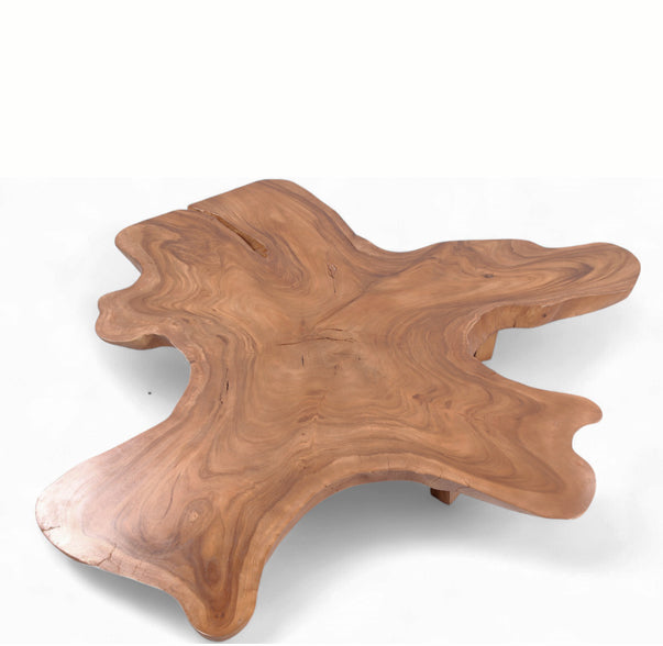 Brown Free Form Living Edge One Slab Coffee Table