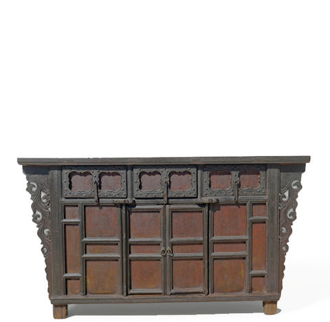 Late 18th Century Antique Red Asian Sideboard